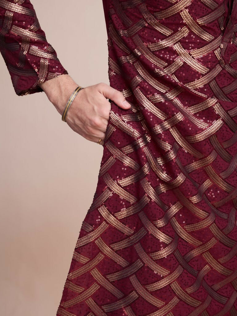 Vastranavya Traditional Festival Wear Pure Silk Thread & Sequence Embroidered Work Kurta | Grocsy