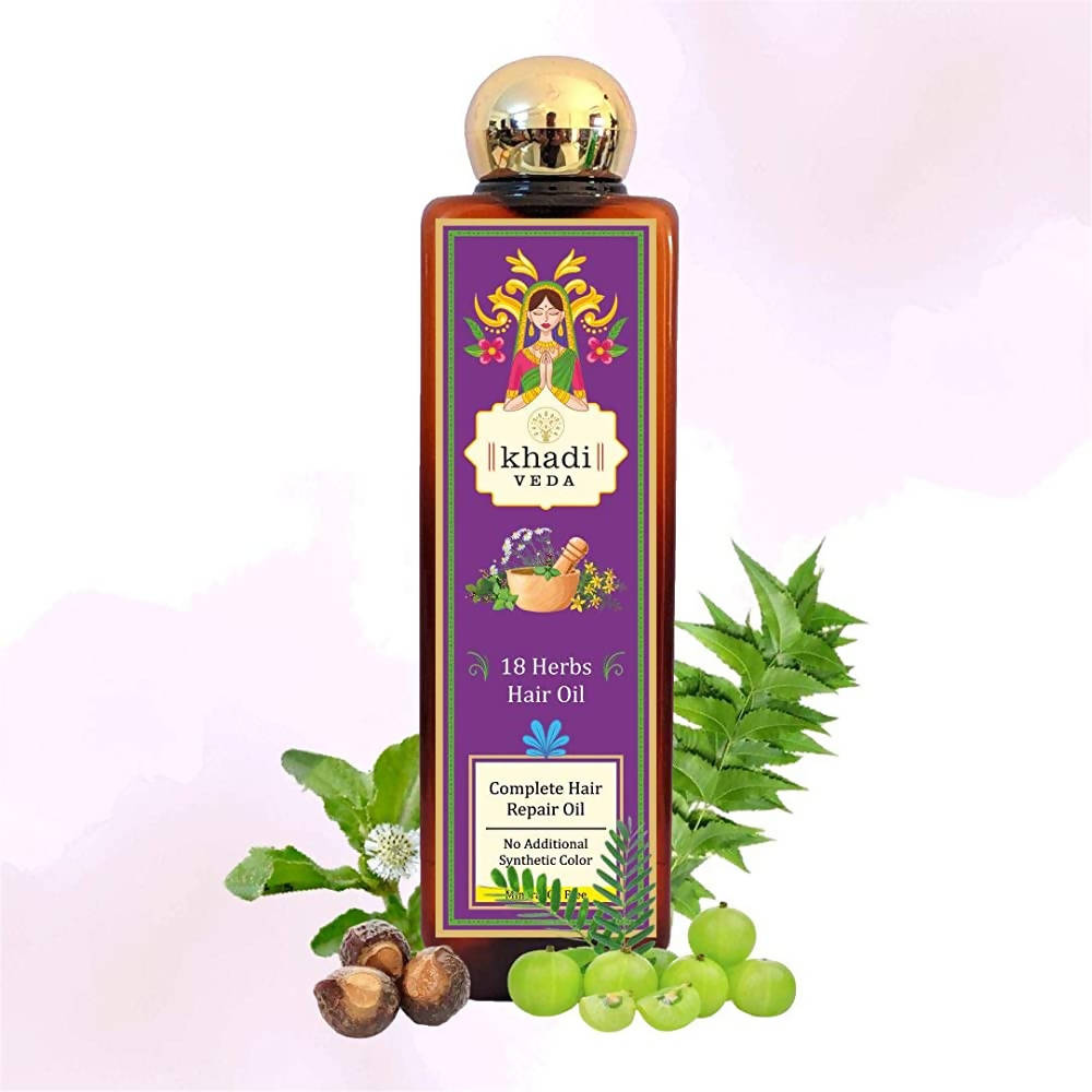 Khadi Veda 18 Herbs Hair Oil | Grocsy