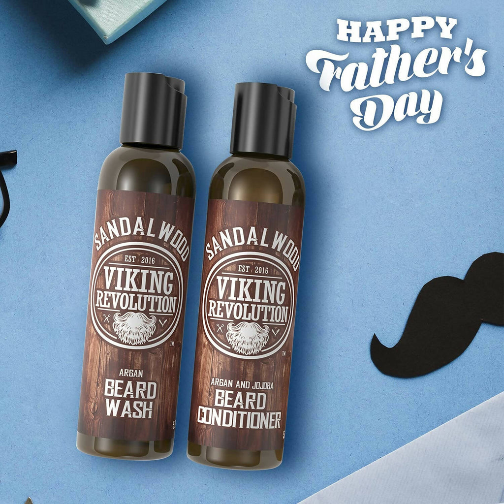 Viking Revolution Sandalwood Beard Wash and Beard Conditioner Combo | Grocsy