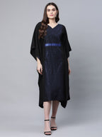 Ahalyaa Women Black Crepe Glitter Printed Kaftan Kurta | Grocsy
