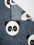 Home Sizzler Grey & White Panda 210 TC Bedsheet with Pillow Cover | Grocsy