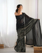 Black Georgette Designer Sequence Embroidery Work Saree - Sitare | Grocsy