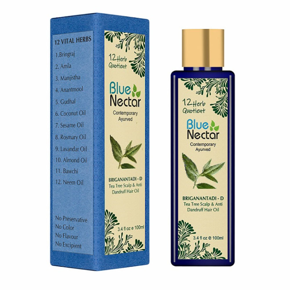 Blue Nectar Briganantadi - D Tea Tree Scalp & Anti Dandruff Hair Oil | Grocsy
