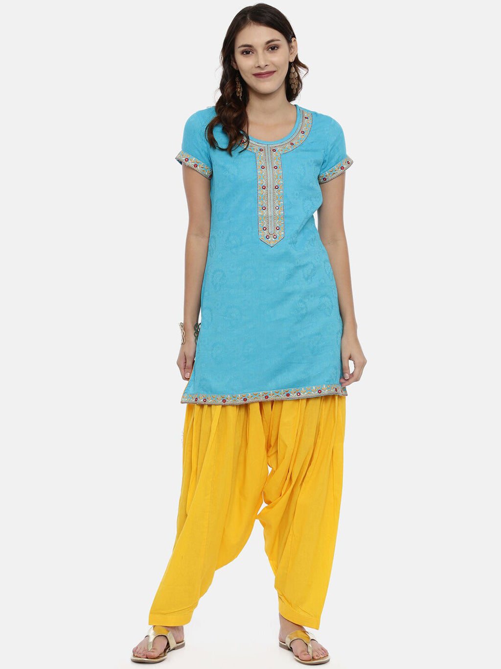 Souchii Women Blue Printed Floral Grandeur & Majestic Artwork Kurta | Grocsy