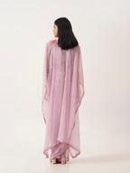 Tikhi Imli Lavender & Pink Floral Embroidered Belted Saree | Grocsy