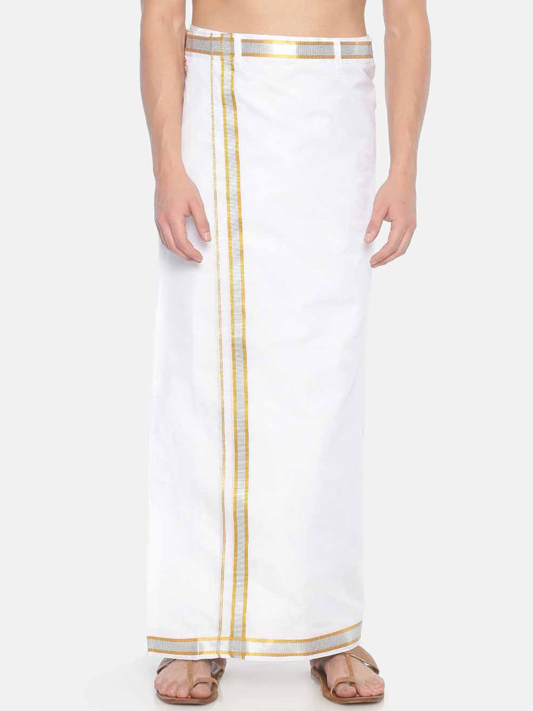 Sethukrishna Men White Solid Readymade Pocket Dhoti | Grocsy