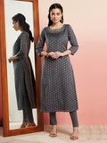 Aks Ethnic Motifs Woven Design Mirror Work Chanderi Silk Kurta | Grocsy