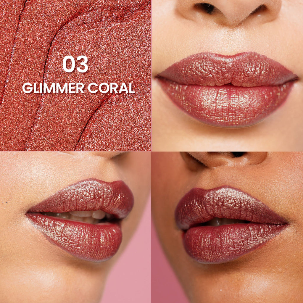 Swiss Beauty More Than Glitter Lipstick - 3 Glimmer Coral | Grocsy