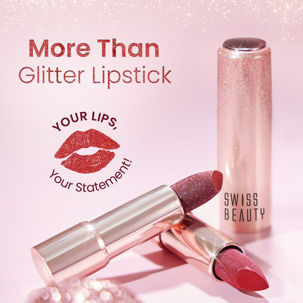 Swiss Beauty More Than Glitter Lipstick - 4 Glitter Rose | Grocsy