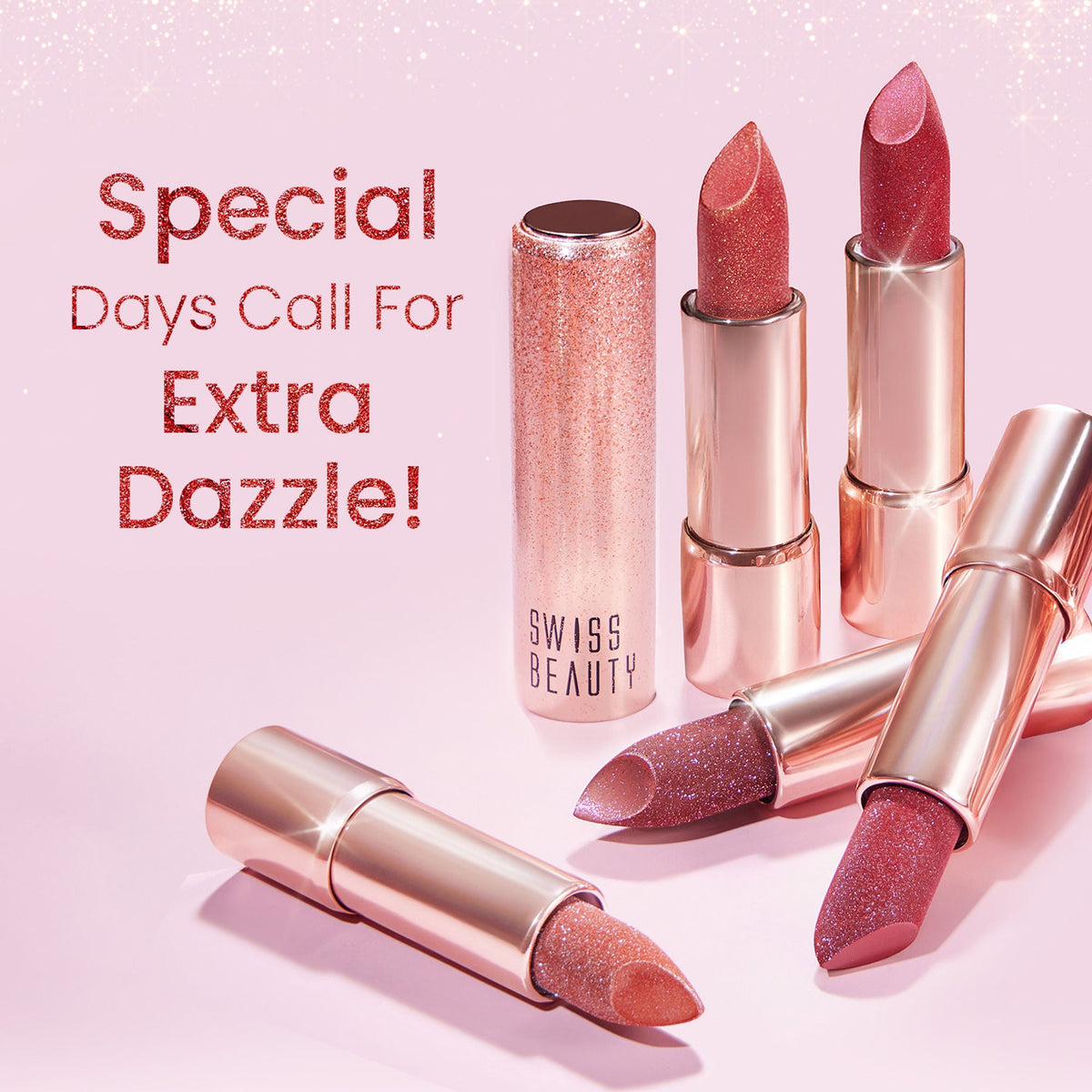 Swiss Beauty More Than Glitter Lipstick - 4 Glitter Rose | Grocsy