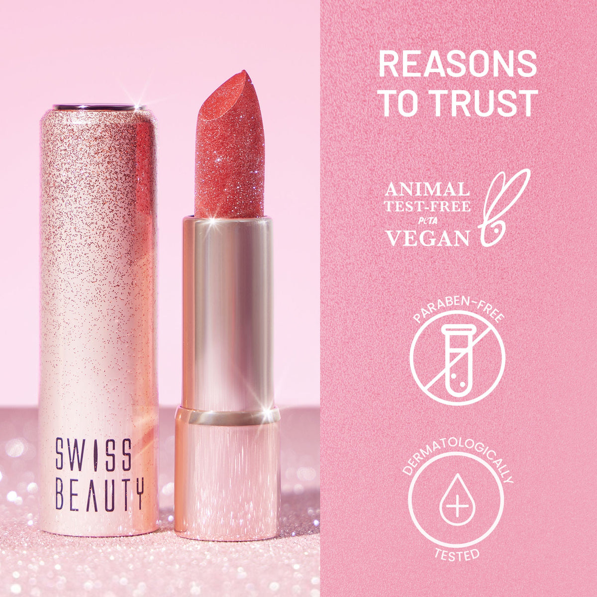 Swiss Beauty More Than Glitter Lipstick - 4 Glitter Rose | Grocsy