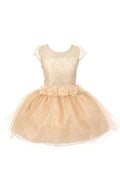 Asmaani Baby Girl's Gold Color Satin A-Line Frock (AS-DRESS-22132) | Grocsy