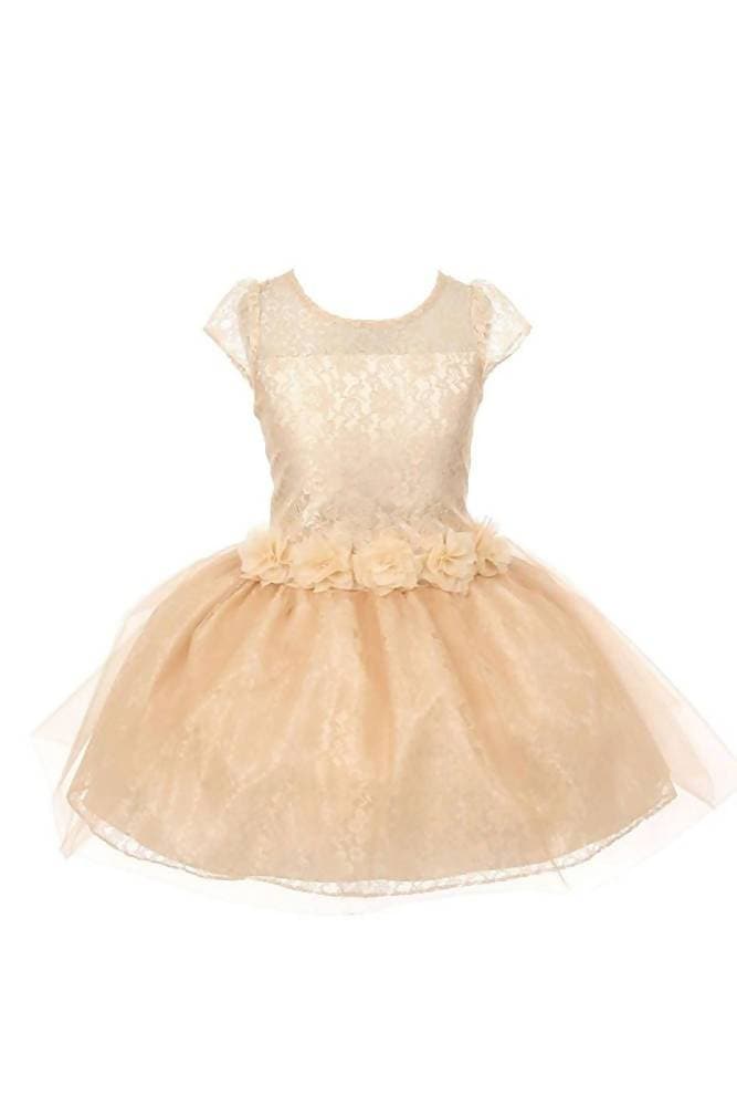 Asmaani Baby Girl's Gold Color Satin A-Line Frock (AS-DRESS-22132) | Grocsy