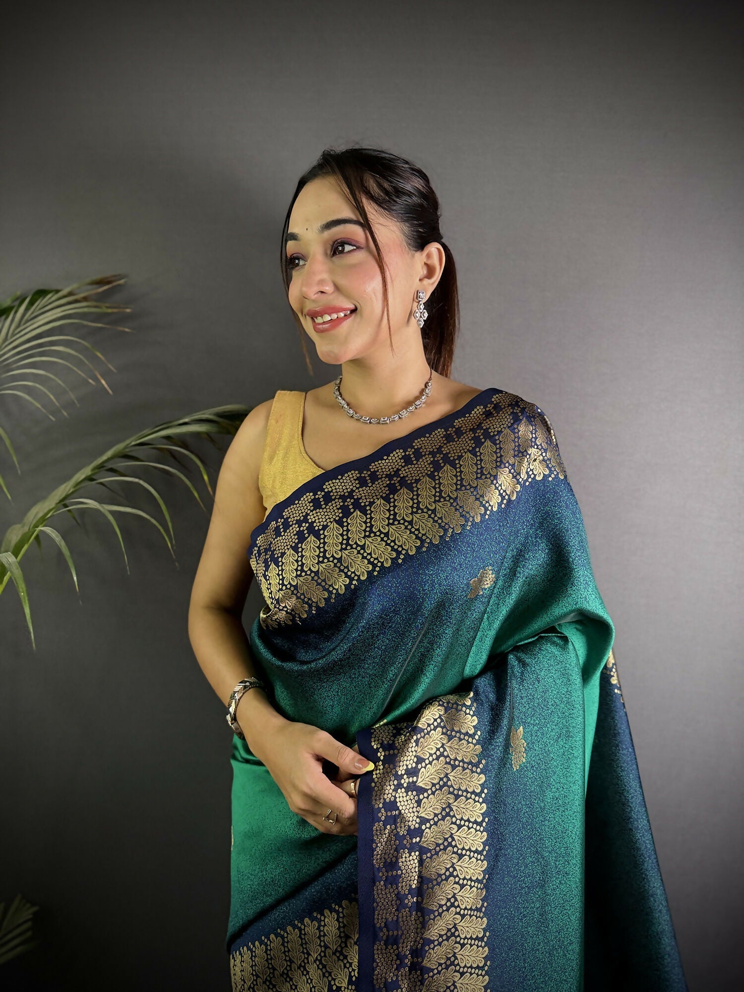 Joban Fashion Turquoise Handloom Silk Ikkat Saree | Grocsy