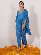 HERE&NOW Floral Embroidered Sequined Kaftan Kurti with Dhoti Pants | Grocsy