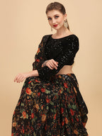 Sangria Floral Printed Embroidered Saree | Grocsy