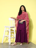 HERE&NOW Gotta Patti Detail Kurta with Sharara & Dupatta | Grocsy