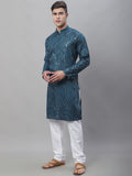 Sojanya Ethnic Motifs Embroidered Sequinned Pure Cotton Kurta with Churidar | Grocsy