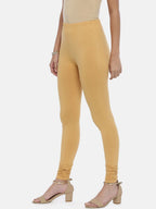 Souchii Beige Solid Slim-Fit Churidar-Length Leggings | Grocsy