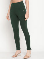 TAG 7 Women Green Solid Ankle Length Leggings | Grocsy