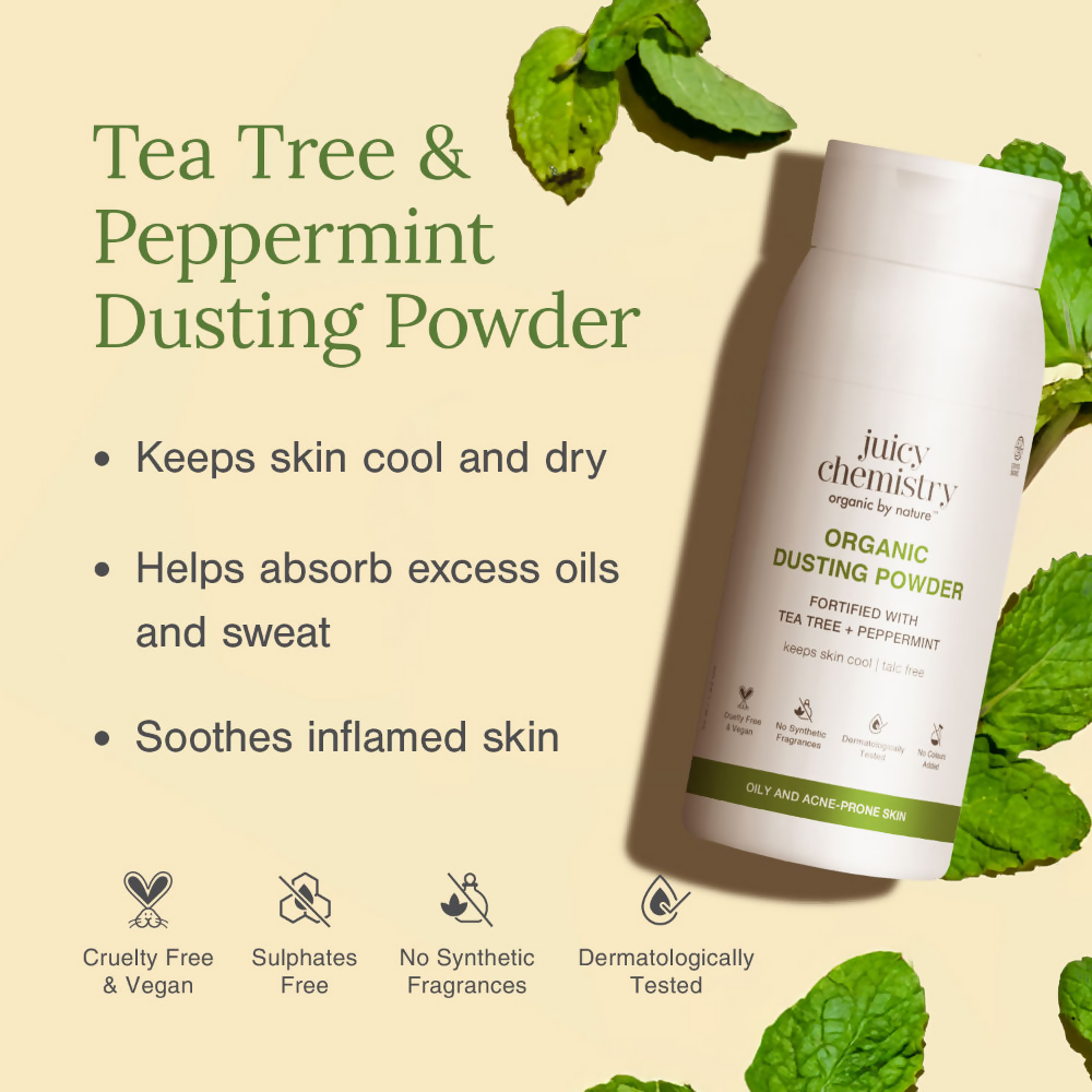 Juicy Chemistry Organic Dusting Powder Fortified With Tea Tree & Peppermint | Grocsy