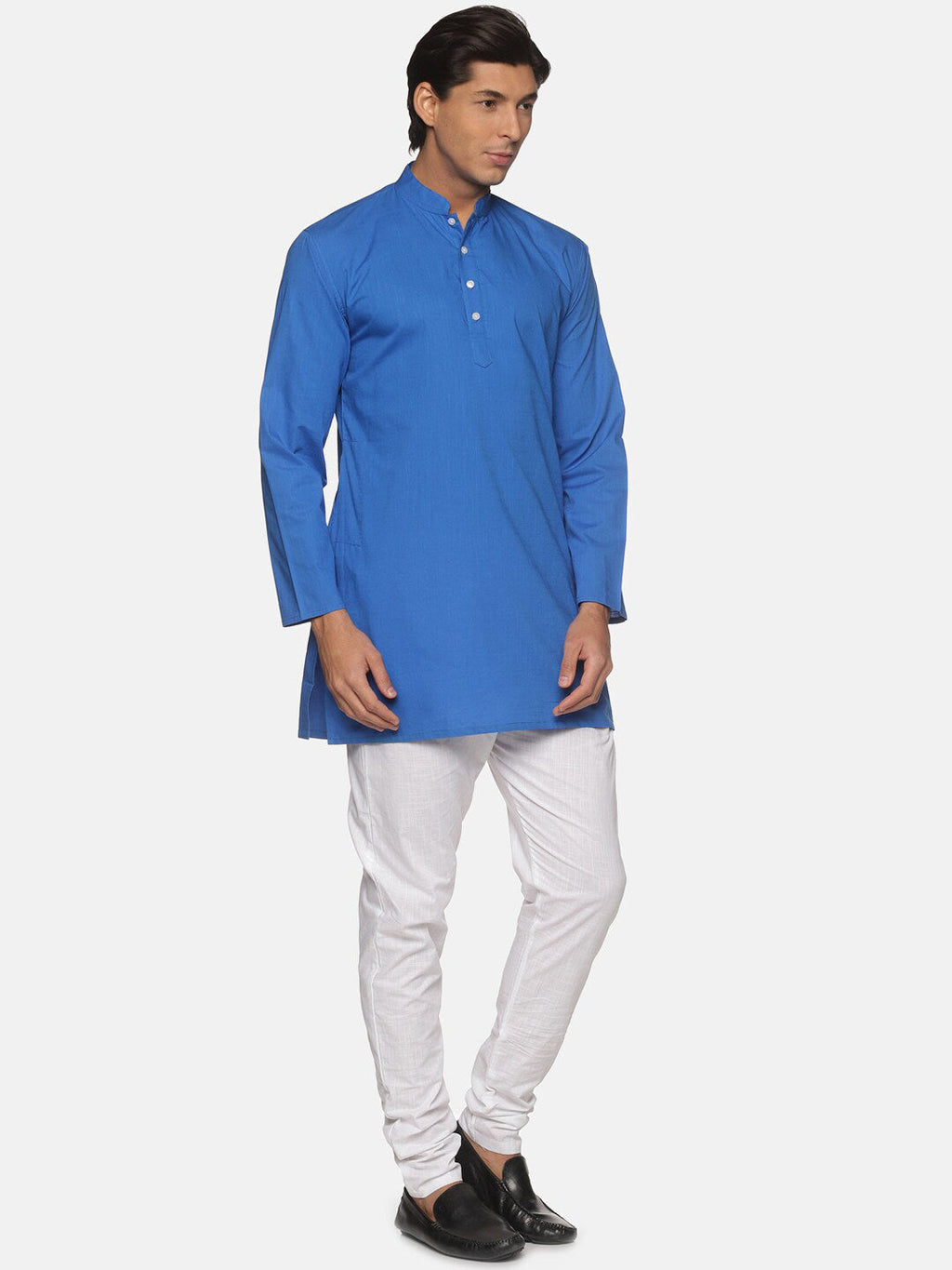 Sethukrishna Men Blue Pure Cotton Kurta with Pyjamas | Grocsy