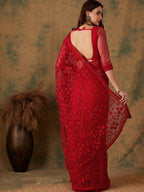 Sangria Embroidered Net Sarees | Grocsy
