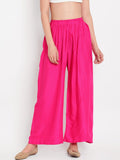 TAG 7 Women Pink Solid Flared Palazzos | Grocsy
