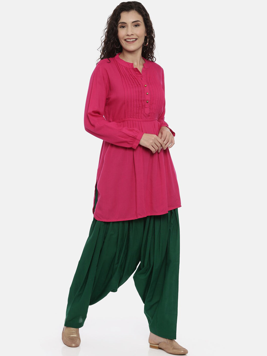 Souchii Women Green Pure Cotton Patiala | Grocsy