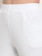 TAG 7 Women White Solid Ankle Length Leggings Pants | Grocsy