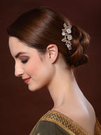 Panash Women Gold-Toned & White Embellished Comb Pin | Grocsy