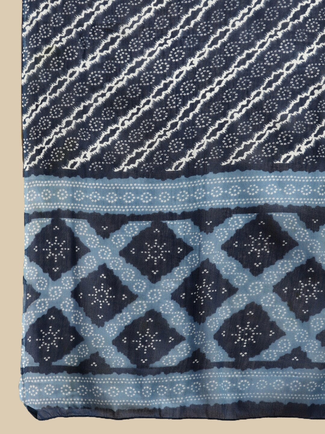 Sangria Indigo Blue Geometric Printed Pure-Cotton Straight Kurta With Trouser & Dupatta | Grocsy