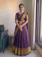 Teeya Creation Elegant Wine Red Checkered Silk Lehenga Choli with Traditional Zari Work | Grocsy