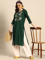 Sangria Ethnic Motif Embroidered Thread Work Thread Work Kurta | Grocsy
