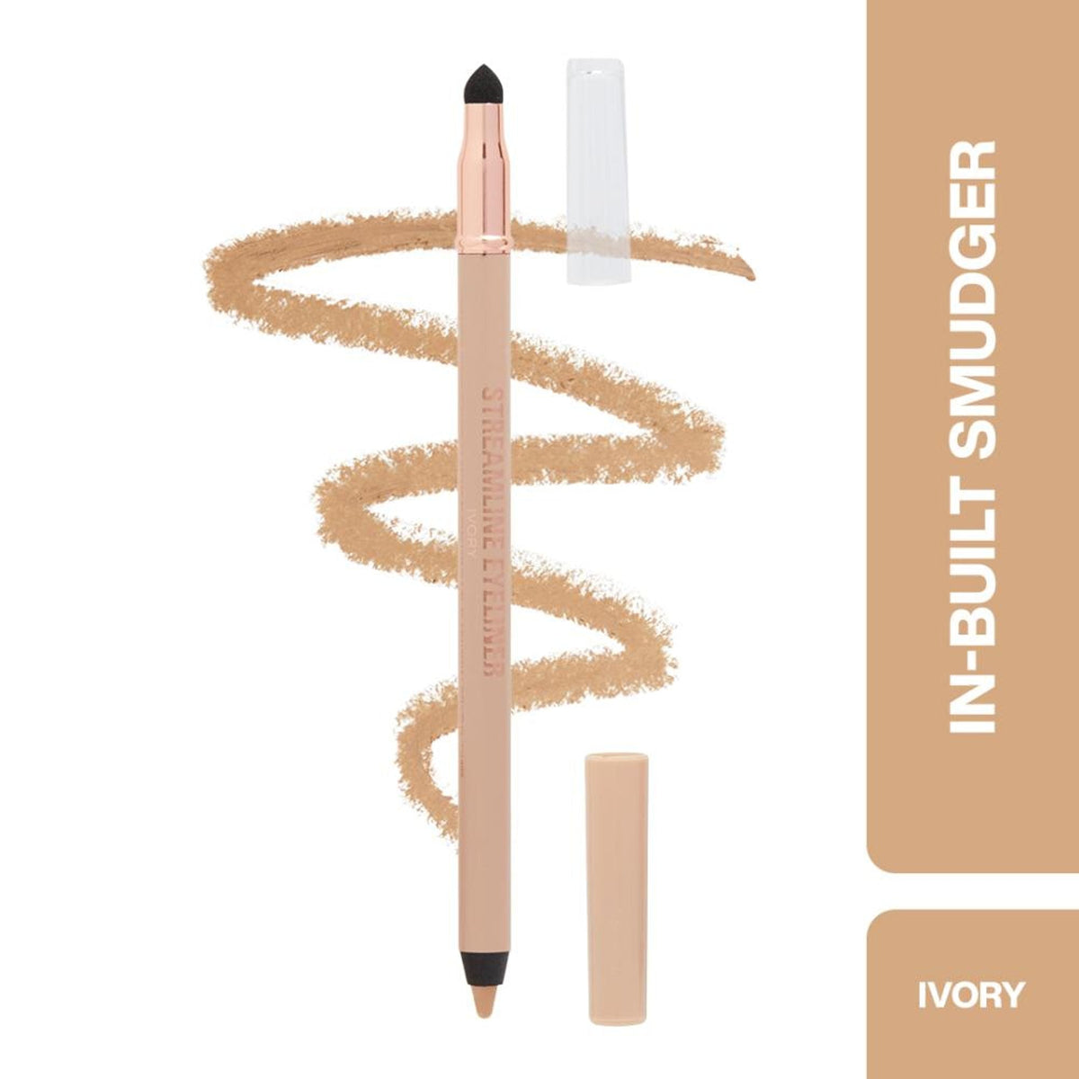 Makeup Revolution Streamline Waterline Eyeliner Pencil-Ultra Creamy Smudge Proof Smokey Looks - Ivory | Grocsy