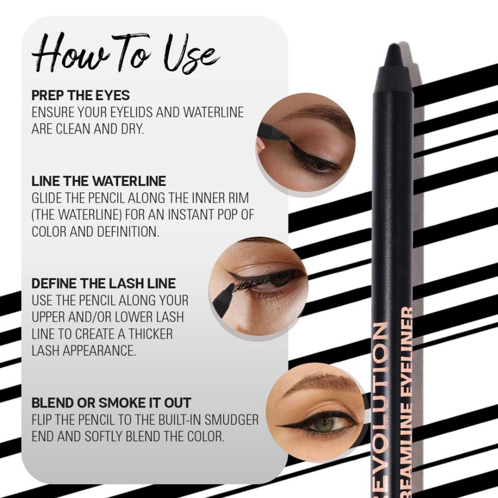 Makeup Revolution Streamline Waterline Eyeliner Pencil-Ultra Creamy Smudge Proof Smokey Looks - Ivory | Grocsy