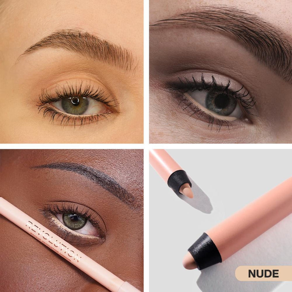 Makeup Revolution Streamline Waterline Eyeliner Pencil-Ultra Creamy Smudge Proof Smokey Looks - Nude | Grocsy