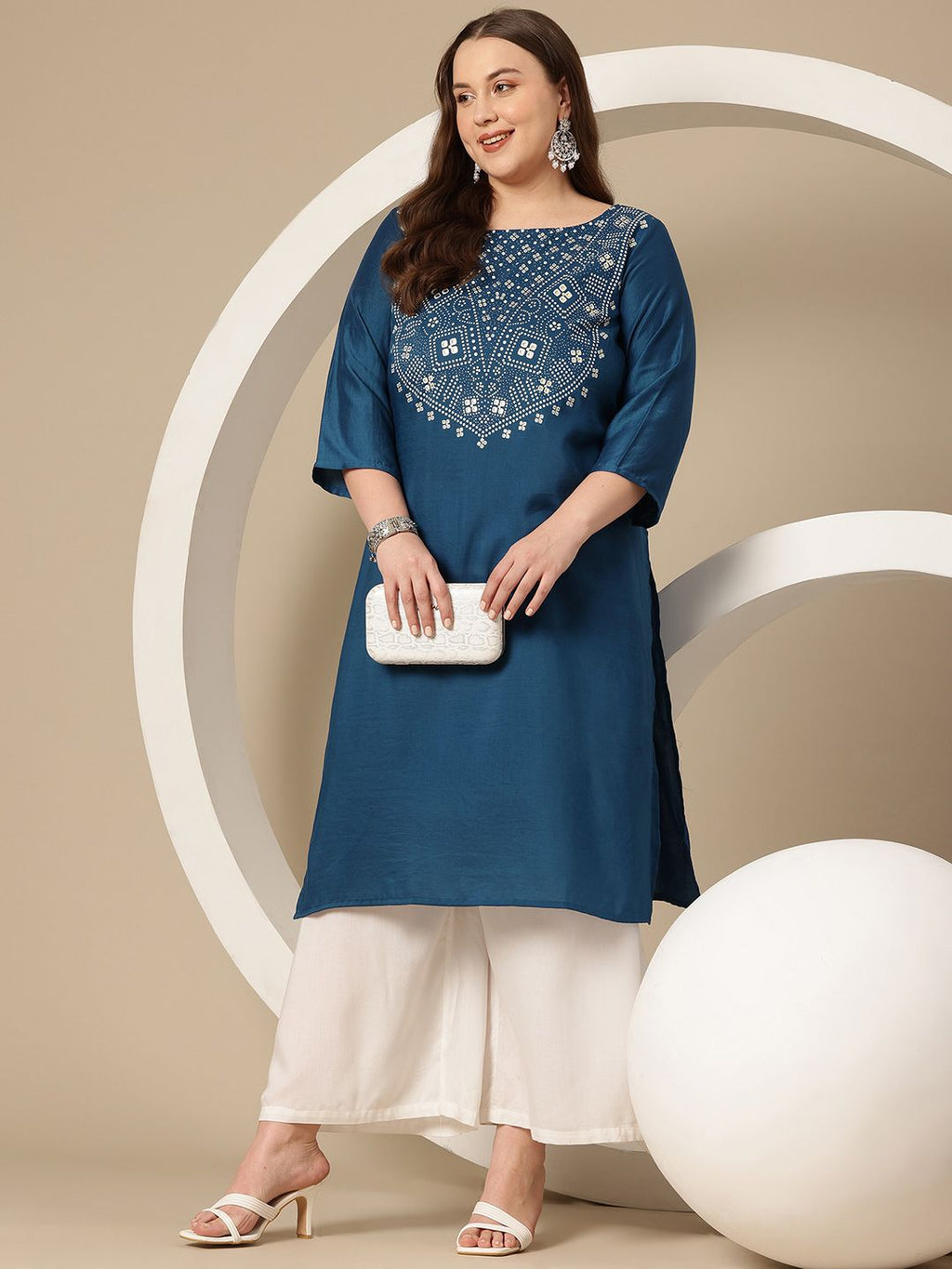 Sztori Plus Size Geometric Printed Kurta | Grocsy