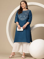 Sztori Plus Size Geometric Printed Kurta | Grocsy