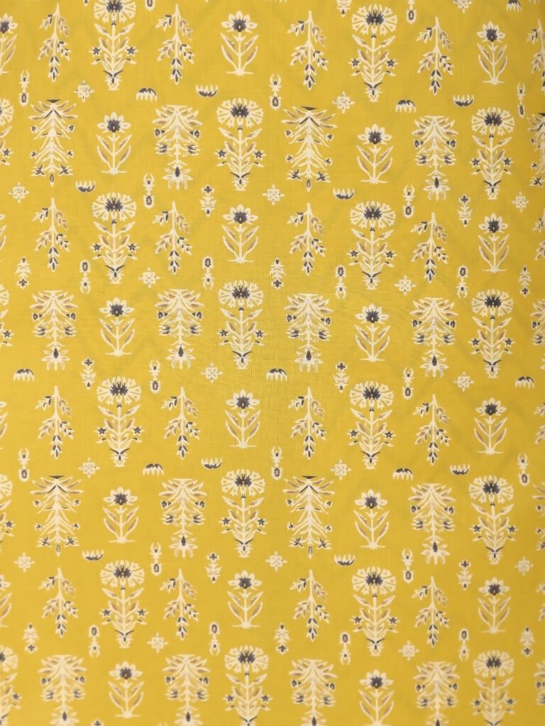 Aramya A-line Soft Cotton Butti Print Women's Kurta Set - Yellow | Grocsy
