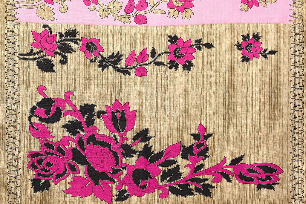 Vamika baby pink Printed Art Silk Saree | Grocsy