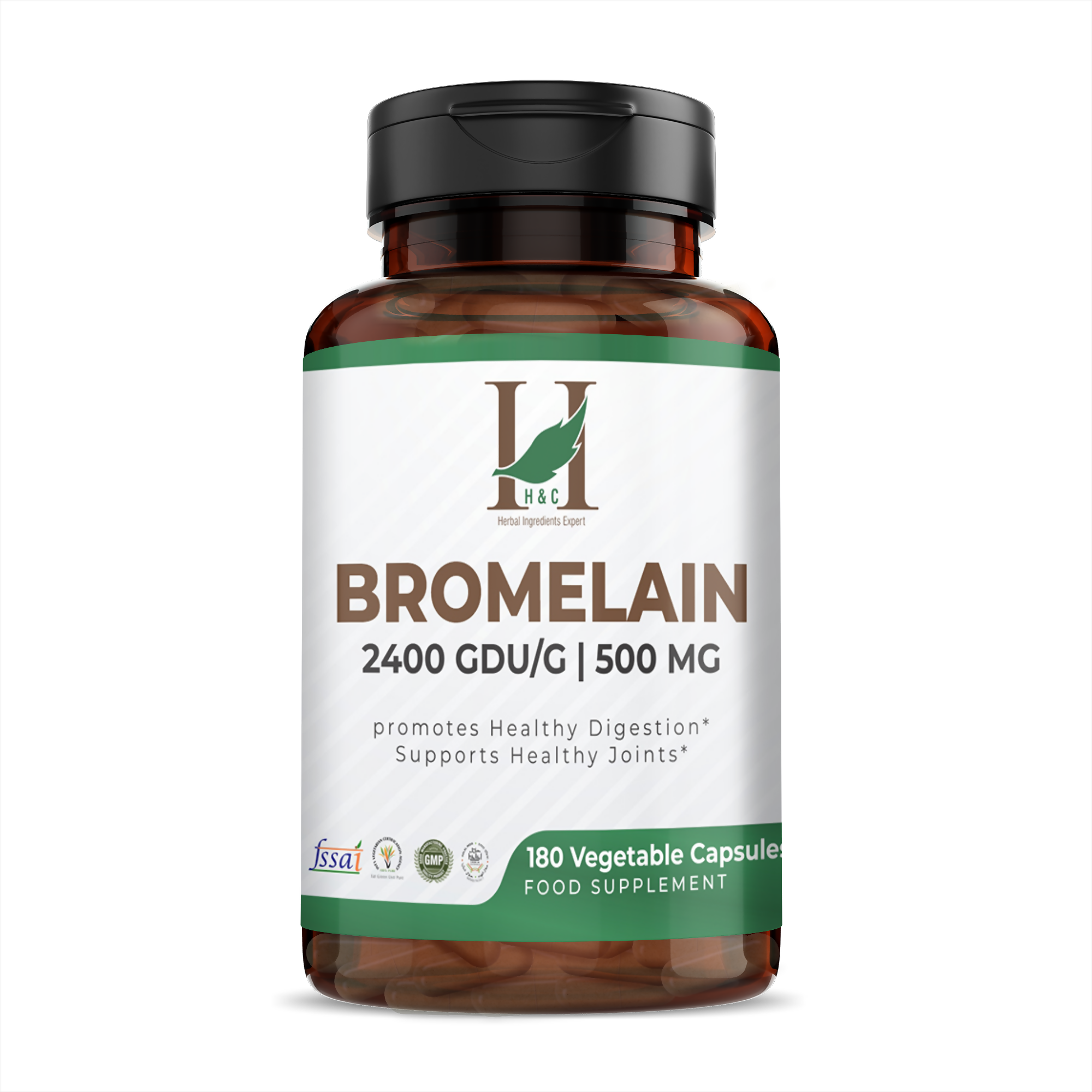 H&C Herbal Bromelain Veg Capsules | Grocsy