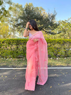 Vamsee Samriddhi Pink Organza Saree | Grocsy