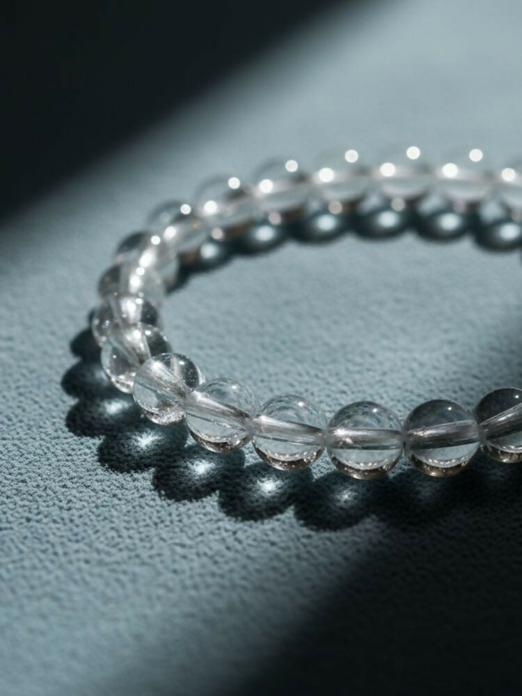 NVR White Crystal Beaded Bracelet for Men & Women | Grocsy