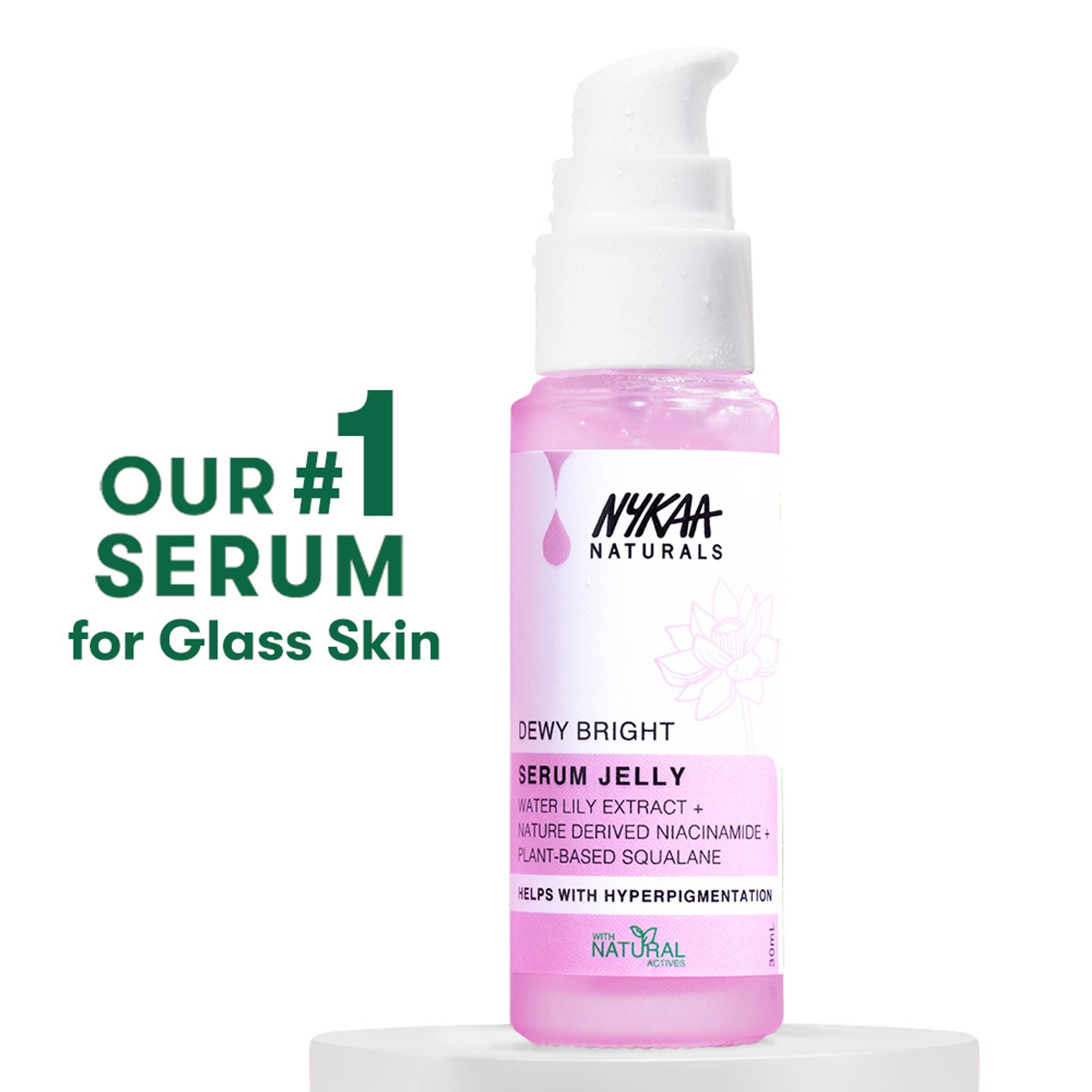 Nykaa Naturals Glow Brightening Niacinamide & Waterlily Face Serum Jelly with Squalane, Non-sticky | Grocsy