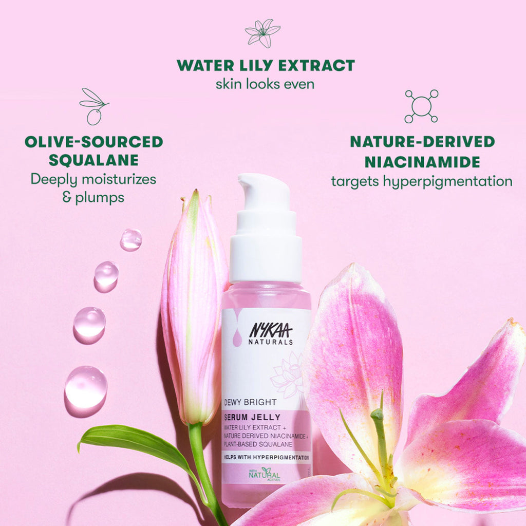 Nykaa Naturals Glow Brightening Niacinamide & Waterlily Face Serum Jelly with Squalane, Non-sticky | Grocsy