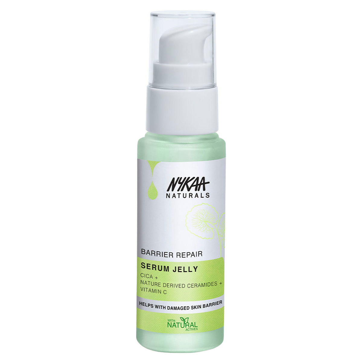 Nykaa Naturals Cica & Ceramides Serum Jelly with Vitamin C to Soothe, Repair Barrier & Brighten Skin | Grocsy