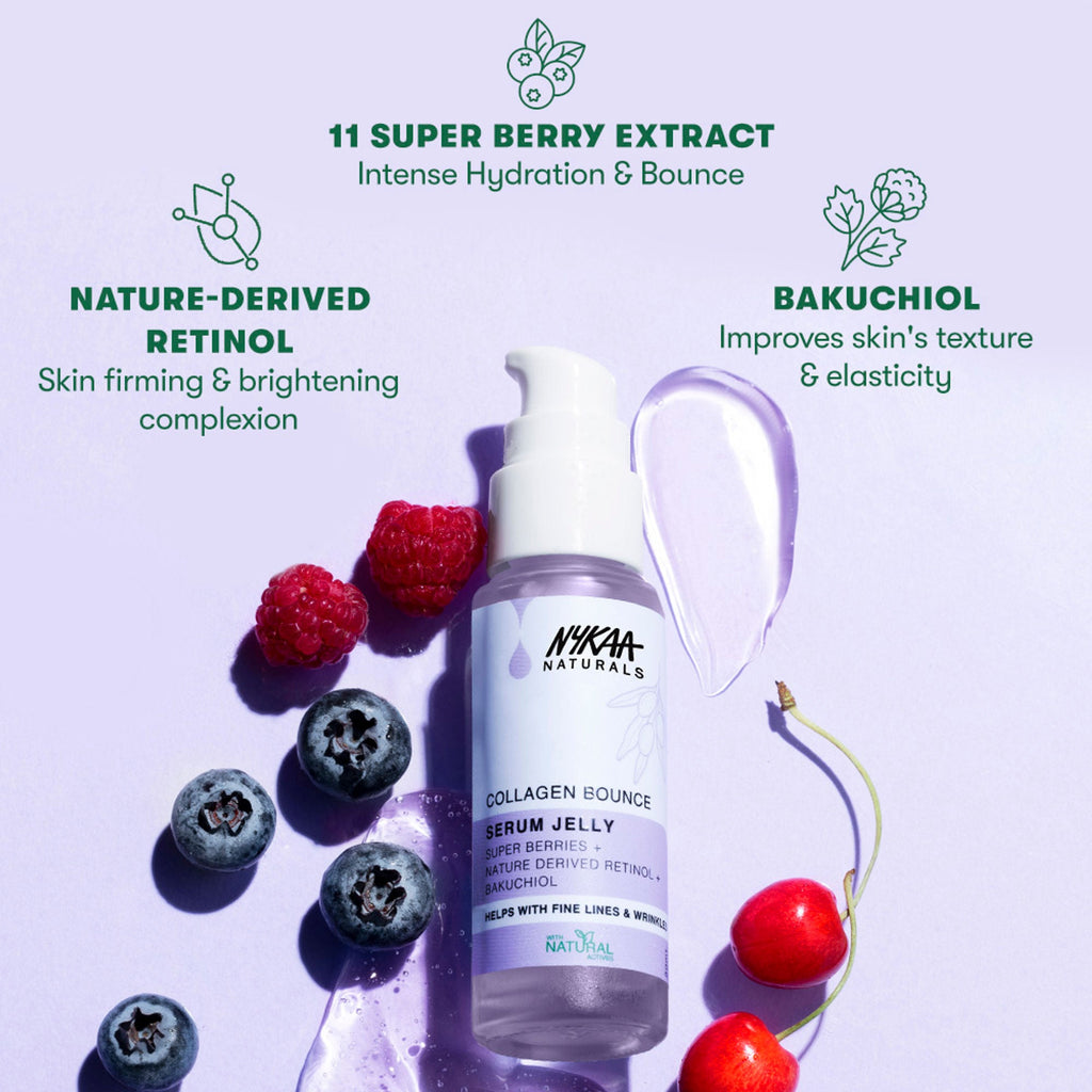 Nykaa Naturals Collagen Boost Serum with Retinol & Superberry for Fine lines and Nourished Skin | Grocsy