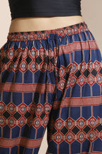 Breathables Women'S Blue Cotton Abstract Print Loungewear Co-Ord Set – Long Kurta & Pants | Grocsy