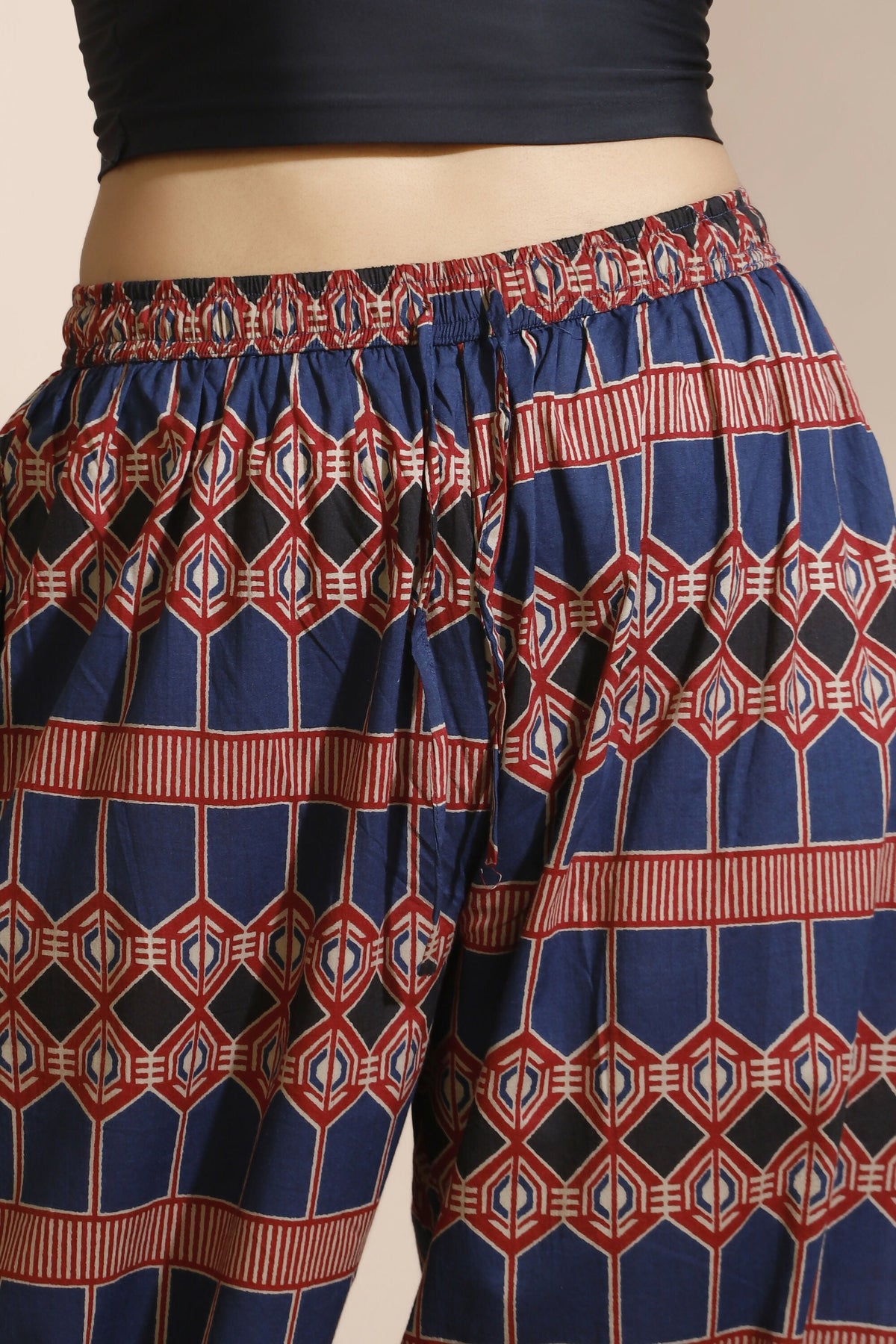 Breathables Women'S Blue Cotton Abstract Print Loungewear Co-Ord Set – Long Kurta & Pants | Grocsy